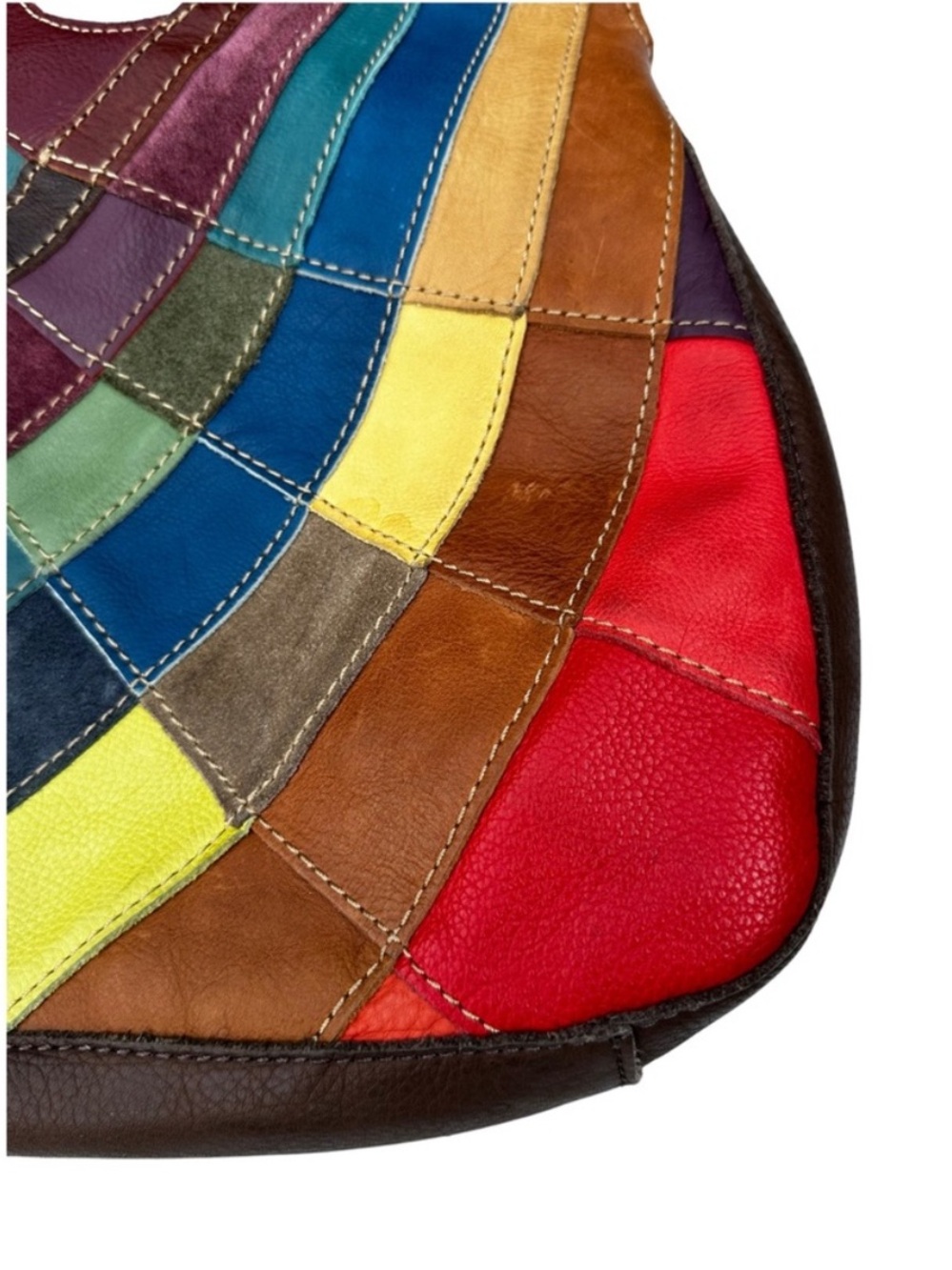 Vintage Wilson’s Leather Y2K Leather Patchwork Rainbow Hobo Bag - Picture 4 of 6